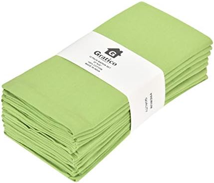 [20x20] Комплект филтър салфетки от 12 Памучни салфетки за хранене, които могат да се перат, Обикновена Светло зелен Плат за